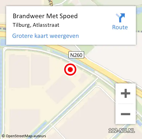 Locatie op kaart van de 112 melding: Brandweer Met Spoed Naar Tilburg, Atlasstraat op 19 februari 2024 06:16