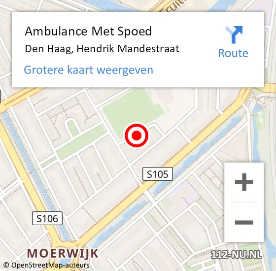 Locatie op kaart van de 112 melding: Ambulance Met Spoed Naar Den Haag, Hendrik Mandestraat op 19 februari 2024 07:13