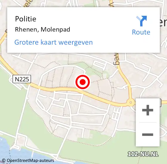 Locatie op kaart van de 112 melding: Politie Rhenen, Molenpad op 19 februari 2024 08:04