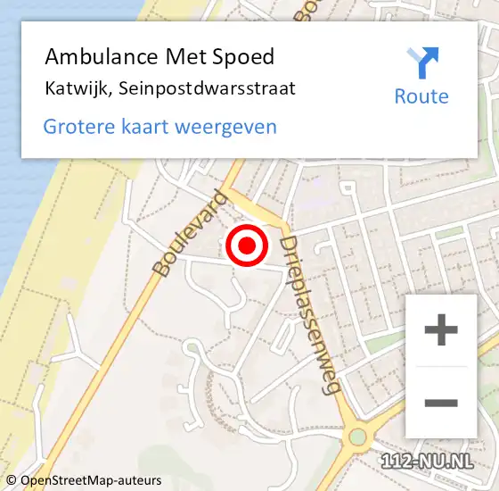Locatie op kaart van de 112 melding: Ambulance Met Spoed Naar Katwijk, Seinpostdwarsstraat op 19 februari 2024 08:48
