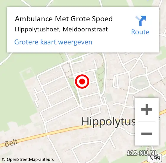 Locatie op kaart van de 112 melding: Ambulance Met Grote Spoed Naar Hippolytushoef, Meidoornstraat op 19 februari 2024 08:56