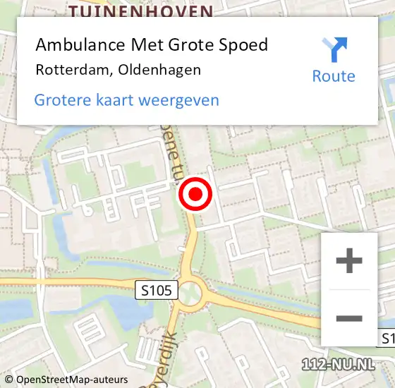 Locatie op kaart van de 112 melding: Ambulance Met Grote Spoed Naar Rotterdam, Oldenhagen op 19 februari 2024 09:00