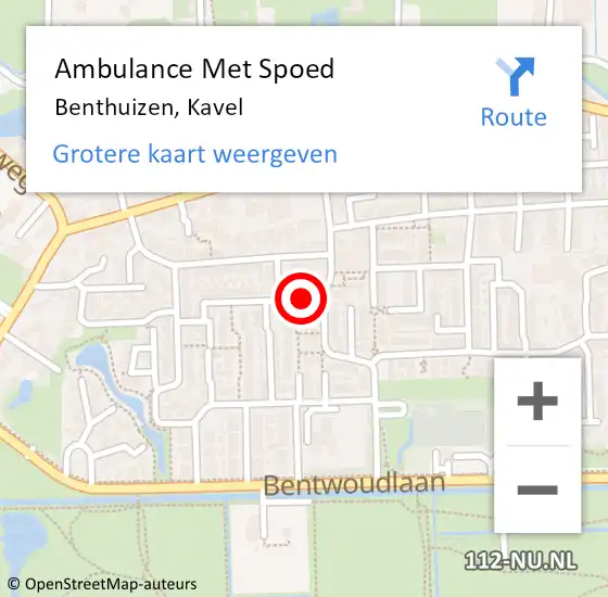 Locatie op kaart van de 112 melding: Ambulance Met Spoed Naar Benthuizen, Kavel op 19 februari 2024 09:06