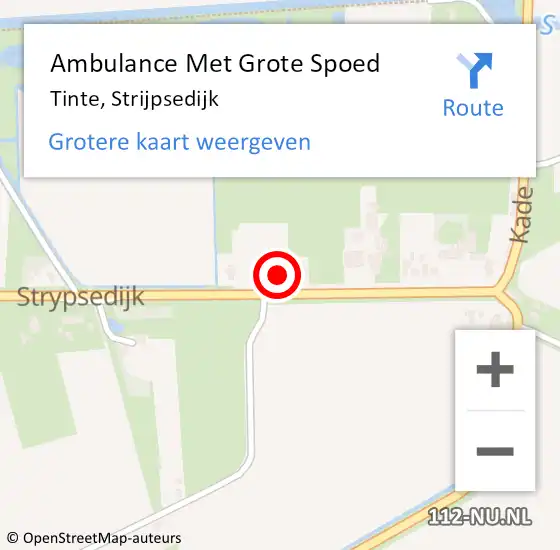 Locatie op kaart van de 112 melding: Ambulance Met Grote Spoed Naar Tinte, Strijpsedijk op 26 september 2014 12:30