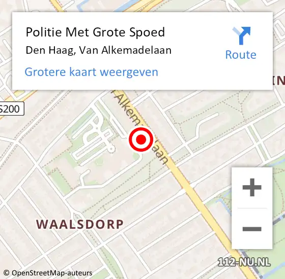 Locatie op kaart van de 112 melding: Politie Met Grote Spoed Naar Den Haag, Van Alkemadelaan op 19 februari 2024 09:08