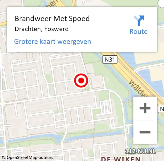 Locatie op kaart van de 112 melding: Brandweer Met Spoed Naar Drachten, Foswerd op 15 oktober 2013 17:41