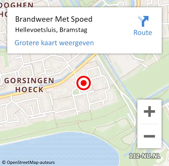 Locatie op kaart van de 112 melding: Brandweer Met Spoed Naar Hellevoetsluis, Bramstag op 19 februari 2024 09:16