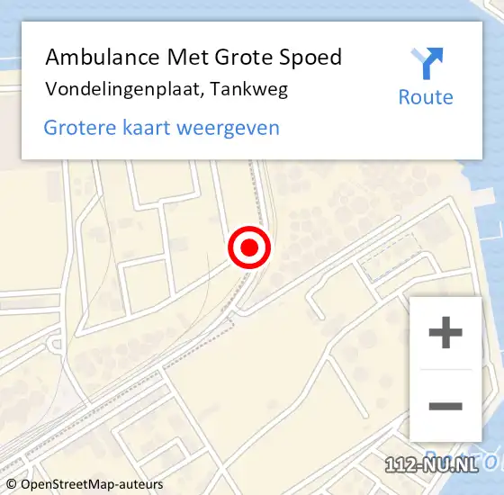 Locatie op kaart van de 112 melding: Ambulance Met Grote Spoed Naar Vondelingenplaat, Tankweg op 19 februari 2024 09:31