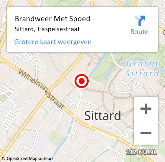 Locatie op kaart van de 112 melding: Brandweer Met Spoed Naar Sittard, Haspelsestraat op 19 februari 2024 09:34