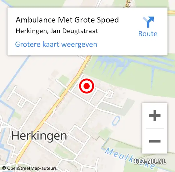 Locatie op kaart van de 112 melding: Ambulance Met Grote Spoed Naar Herkingen, Jan Deugtstraat op 26 september 2014 12:35