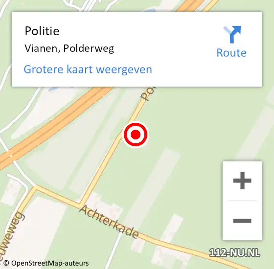 Locatie op kaart van de 112 melding: Politie Vianen, Polderweg op 19 februari 2024 10:07