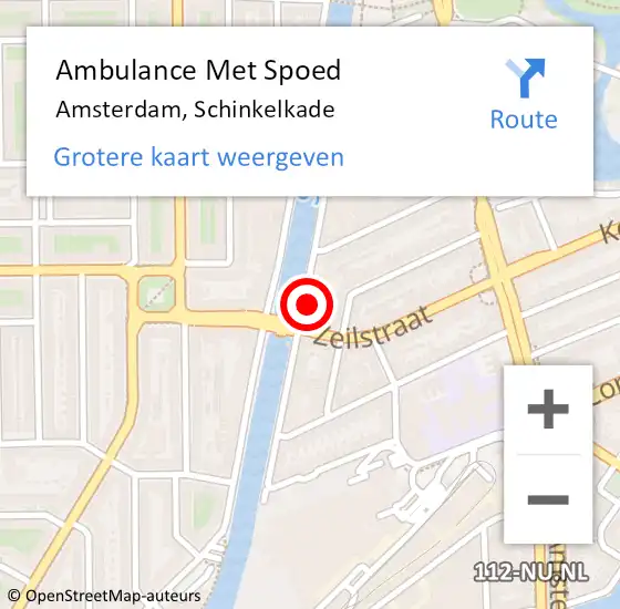 Locatie op kaart van de 112 melding: Ambulance Met Spoed Naar Amsterdam, Schinkelkade op 19 februari 2024 10:24
