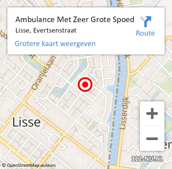 Locatie op kaart van de 112 melding: Ambulance Met Zeer Grote Spoed Naar Lisse, Evertsenstraat op 19 februari 2024 10:32