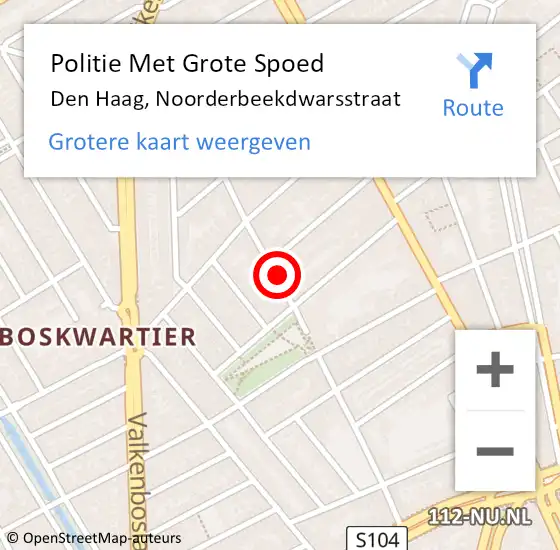 Locatie op kaart van de 112 melding: Politie Met Grote Spoed Naar Den Haag, Noorderbeekdwarsstraat op 19 februari 2024 10:57