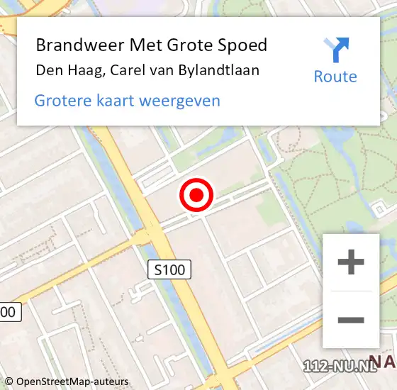 Locatie op kaart van de 112 melding: Brandweer Met Grote Spoed Naar Den Haag, Carel van Bylandtlaan op 19 februari 2024 11:22