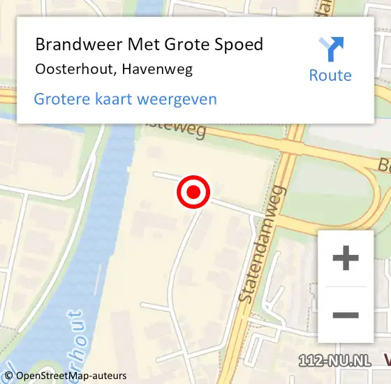 Locatie op kaart van de 112 melding: Brandweer Met Grote Spoed Naar Oosterhout, Havenweg op 19 februari 2024 11:35