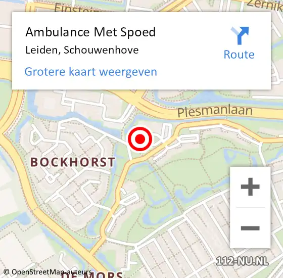 Locatie op kaart van de 112 melding: Ambulance Met Spoed Naar Leiden, Schouwenhove op 19 februari 2024 12:03