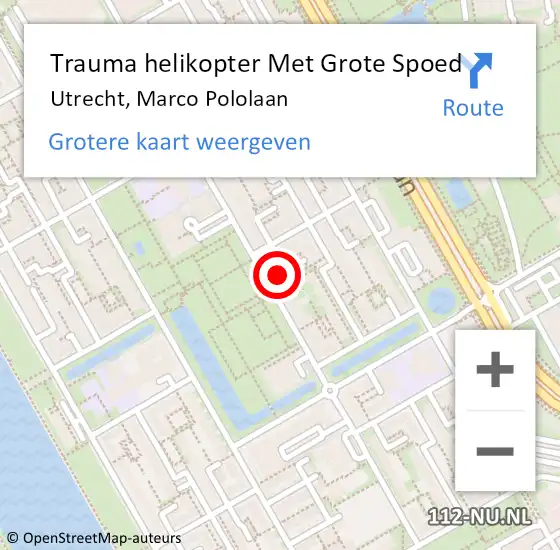Locatie op kaart van de 112 melding: Trauma helikopter Met Grote Spoed Naar Utrecht, Marco Pololaan op 19 februari 2024 12:06