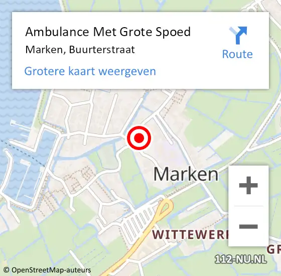 Locatie op kaart van de 112 melding: Ambulance Met Grote Spoed Naar Marken, Buurterstraat op 19 februari 2024 12:17