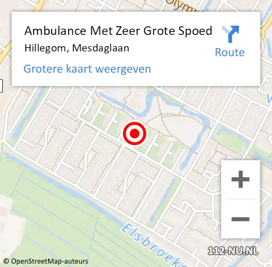 Locatie op kaart van de 112 melding: Ambulance Met Zeer Grote Spoed Naar Hillegom, Mesdaglaan op 19 februari 2024 12:20