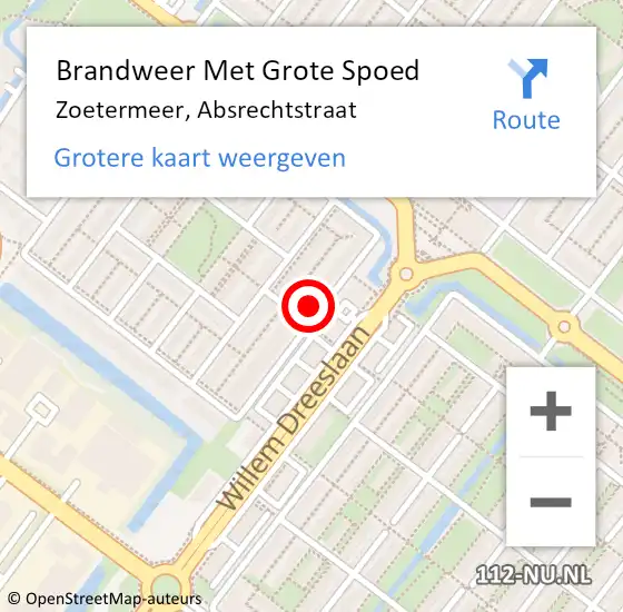 Locatie op kaart van de 112 melding: Brandweer Met Grote Spoed Naar Zoetermeer, Absrechtstraat op 19 februari 2024 12:27