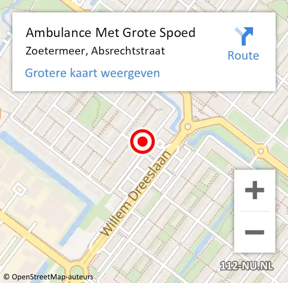 Locatie op kaart van de 112 melding: Ambulance Met Grote Spoed Naar Zoetermeer, Absrechtstraat op 19 februari 2024 12:34