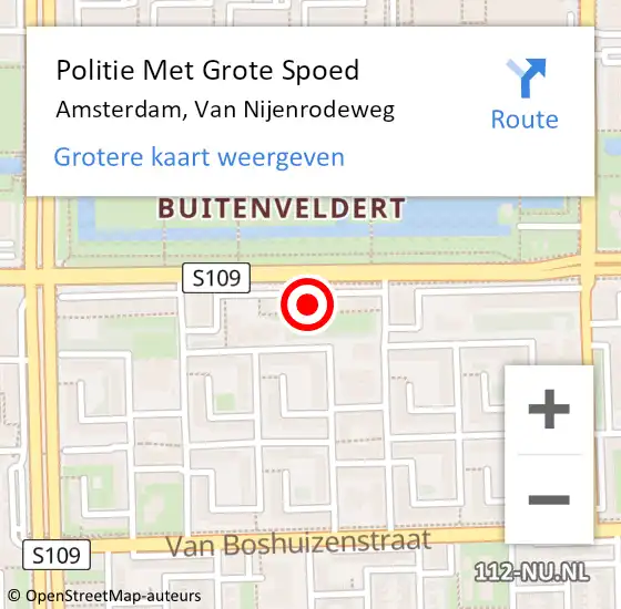 Locatie op kaart van de 112 melding: Politie Met Grote Spoed Naar Amsterdam, Van Nijenrodeweg op 19 februari 2024 12:38