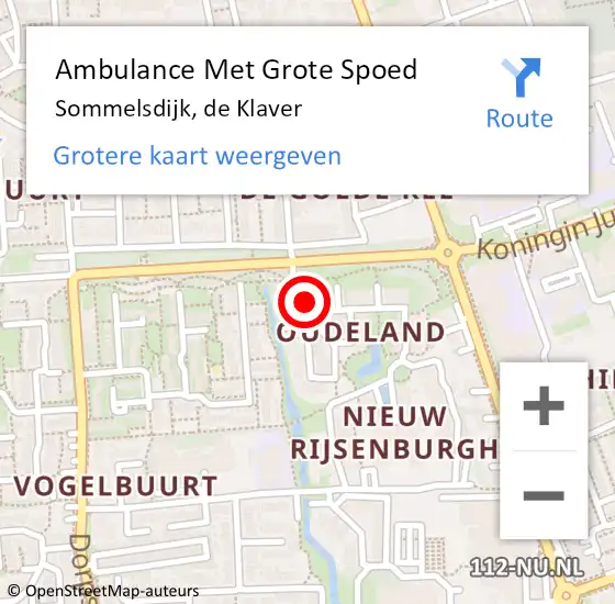 Locatie op kaart van de 112 melding: Ambulance Met Grote Spoed Naar Sommelsdijk, de Klaver op 19 februari 2024 13:02