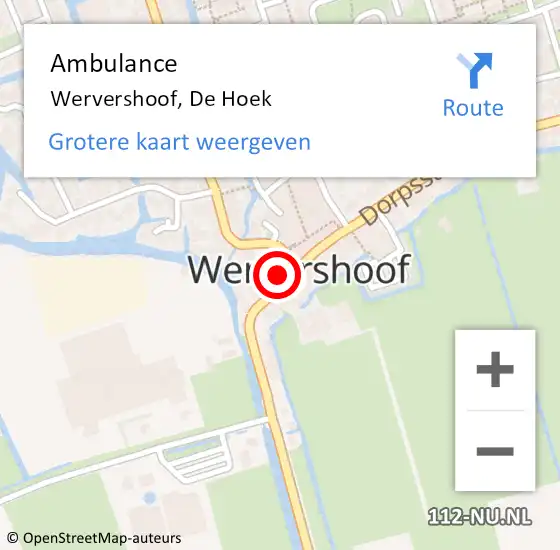 Locatie op kaart van de 112 melding: Ambulance Wervershoof, De Hoek op 19 februari 2024 13:36