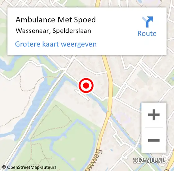 Locatie op kaart van de 112 melding: Ambulance Met Spoed Naar Wassenaar, Spelderslaan op 19 februari 2024 13:39