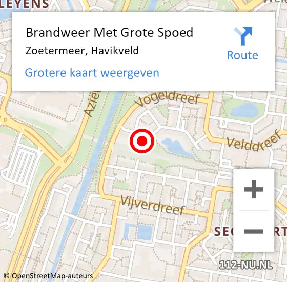 Locatie op kaart van de 112 melding: Brandweer Met Grote Spoed Naar Zoetermeer, Havikveld op 19 februari 2024 13:47