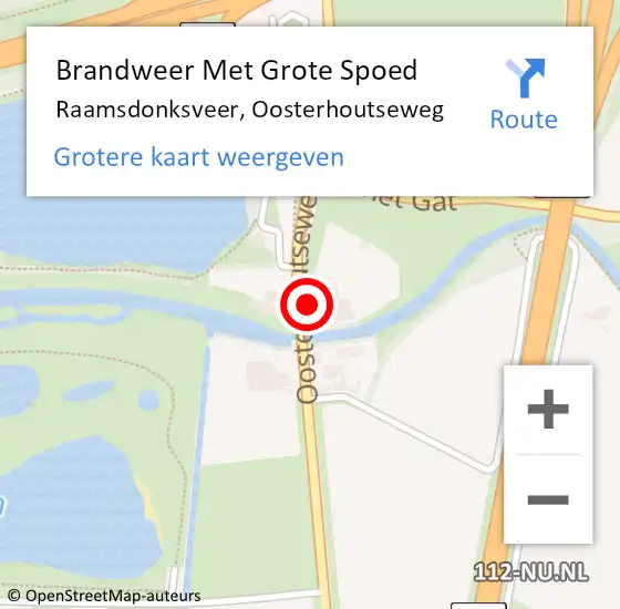 Locatie op kaart van de 112 melding: Brandweer Met Grote Spoed Naar Raamsdonksveer, Oosterhoutseweg op 19 februari 2024 14:05