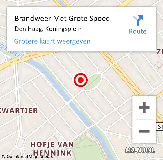 Locatie op kaart van de 112 melding: Brandweer Met Grote Spoed Naar Den Haag, Koningsplein op 19 februari 2024 14:15