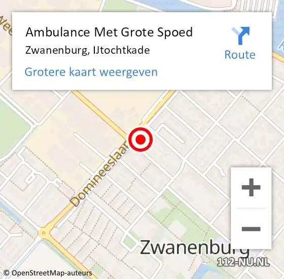 Locatie op kaart van de 112 melding: Ambulance Met Grote Spoed Naar Zwanenburg, IJtochtkade op 19 februari 2024 14:20