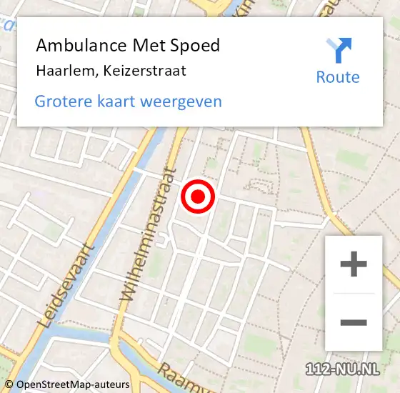 Locatie op kaart van de 112 melding: Ambulance Met Spoed Naar Haarlem, Keizerstraat op 19 februari 2024 14:32