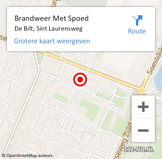 Locatie op kaart van de 112 melding: Brandweer Met Spoed Naar De Bilt, Sint Laurensweg op 19 februari 2024 15:02