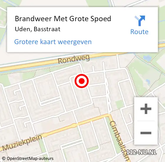 Locatie op kaart van de 112 melding: Brandweer Met Grote Spoed Naar Uden, Basstraat op 19 februari 2024 15:36