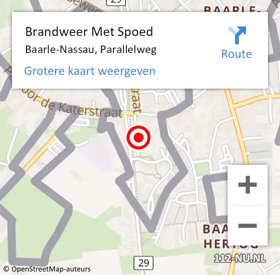 Locatie op kaart van de 112 melding: Brandweer Met Spoed Naar Baarle-Nassau, Parallelweg op 19 februari 2024 15:48