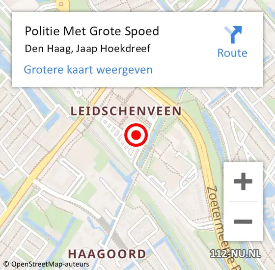 Locatie op kaart van de 112 melding: Politie Met Grote Spoed Naar Den Haag, Jaap Hoekdreef op 19 februari 2024 16:01