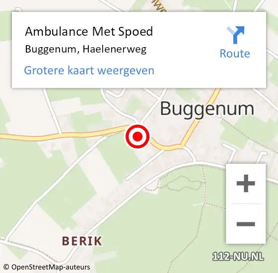 Locatie op kaart van de 112 melding: Ambulance Met Spoed Naar Buggenum, Haelenerweg op 19 februari 2024 16:02