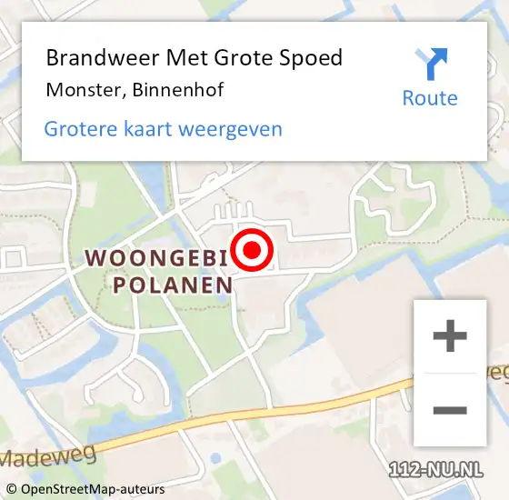 Locatie op kaart van de 112 melding: Brandweer Met Grote Spoed Naar Monster, Binnenhof op 19 februari 2024 16:16