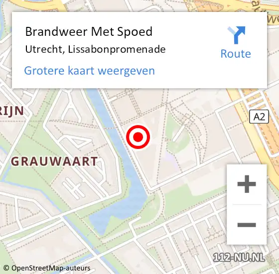 Locatie op kaart van de 112 melding: Brandweer Met Spoed Naar Utrecht, Lissabonpromenade op 19 februari 2024 16:21