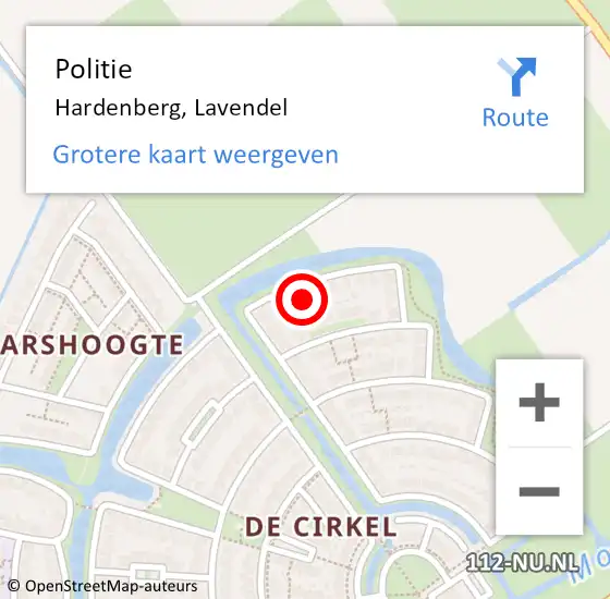 Locatie op kaart van de 112 melding: Politie Hardenberg, Lavendel op 19 februari 2024 17:06