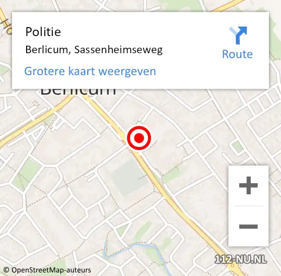 Locatie op kaart van de 112 melding: Politie Berlicum, Sassenheimseweg op 19 februari 2024 17:10