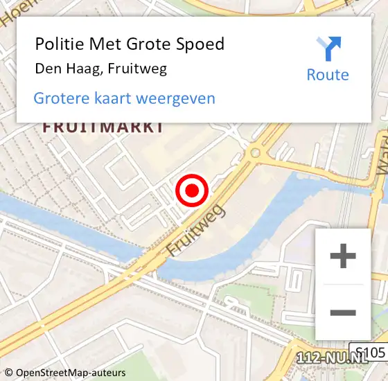 Locatie op kaart van de 112 melding: Politie Met Grote Spoed Naar Den Haag, Fruitweg op 19 februari 2024 17:29