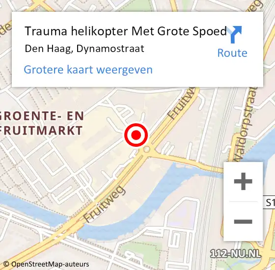 Locatie op kaart van de 112 melding: Trauma helikopter Met Grote Spoed Naar Den Haag, Dynamostraat op 19 februari 2024 17:30