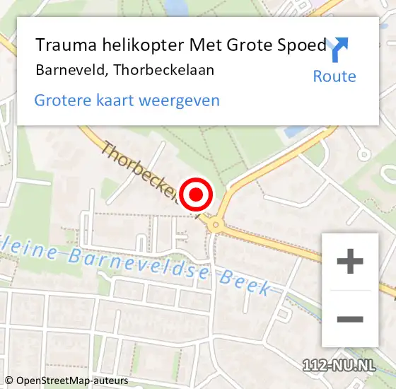 Locatie op kaart van de 112 melding: Trauma helikopter Met Grote Spoed Naar Barneveld, Thorbeckelaan op 19 februari 2024 17:44