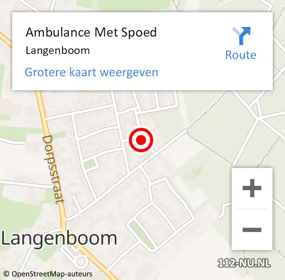 Locatie op kaart van de 112 melding: Ambulance Met Spoed Naar Langenboom op 19 februari 2024 18:11