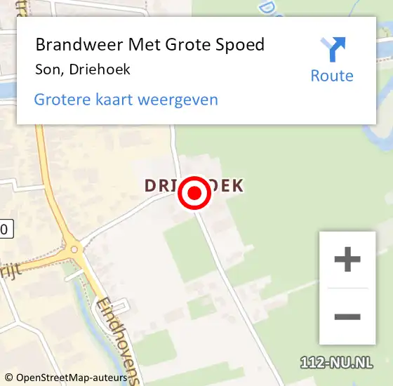 Locatie op kaart van de 112 melding: Brandweer Met Grote Spoed Naar Son, Driehoek op 19 februari 2024 18:54