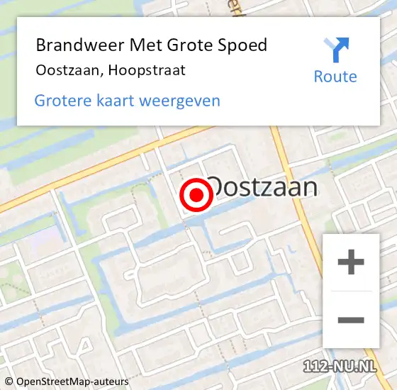 Locatie op kaart van de 112 melding: Brandweer Met Grote Spoed Naar Oostzaan, Hoopstraat op 19 februari 2024 19:59